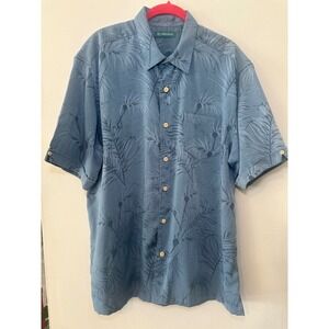 Cubavera Men's Blue Palm Tree Print‎ Short Sleeve Button Down Shirt Size Large